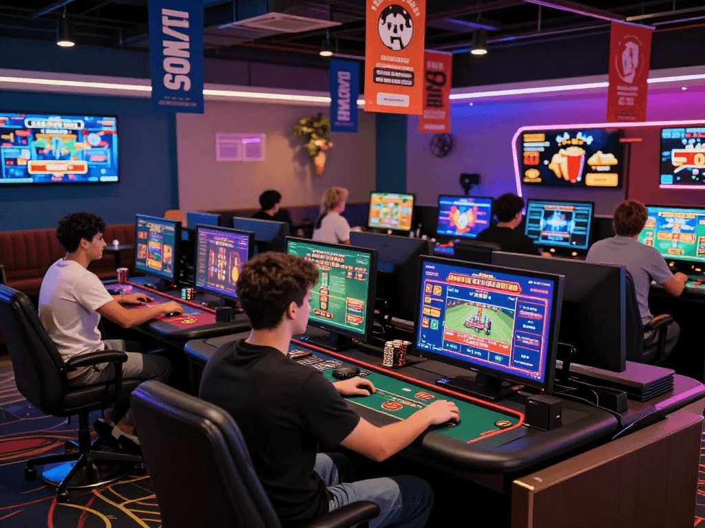 Players engaging in vibrant online gambling activities while exploring the best gambling sites in Canada through gambleonline.