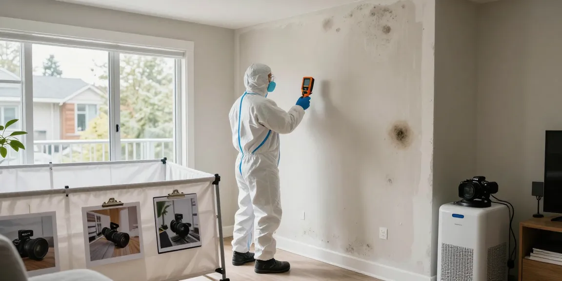 Mold Remediation North Vancouver process showing technician inspecting home environment for mold.